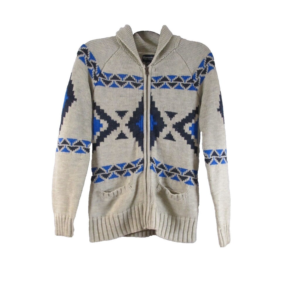 Bluenotes Women's M Cowichan Cardigan Sweater Full Zip Geometric Western Cabin